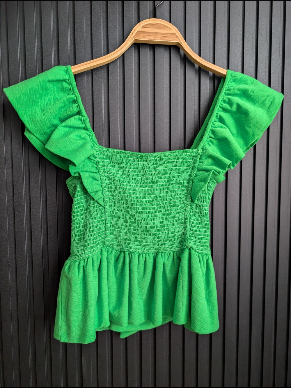 Nation LTD Jenny Fused Ruffle Tank In Kelly Green | Size XS